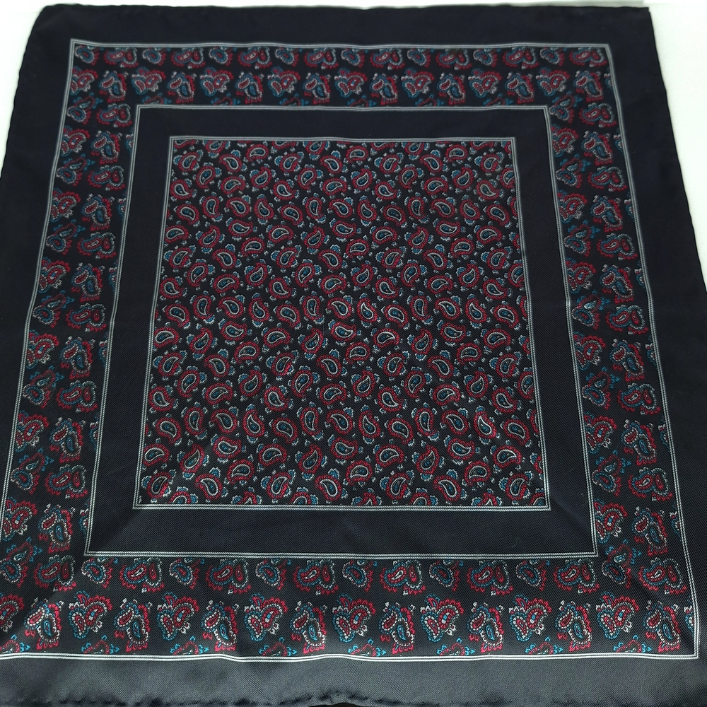 Paisley Silk Pocket Square, Vintage